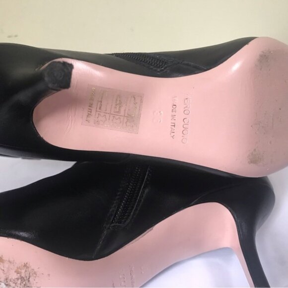 RED Valentino Bow Leather Ankle Booties Kitten Heels Almond Toe Zip Shoes Boots - Picture 8 of 16